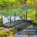 6' Metal Arch Garden Bridge with Safety Siderails, Black
