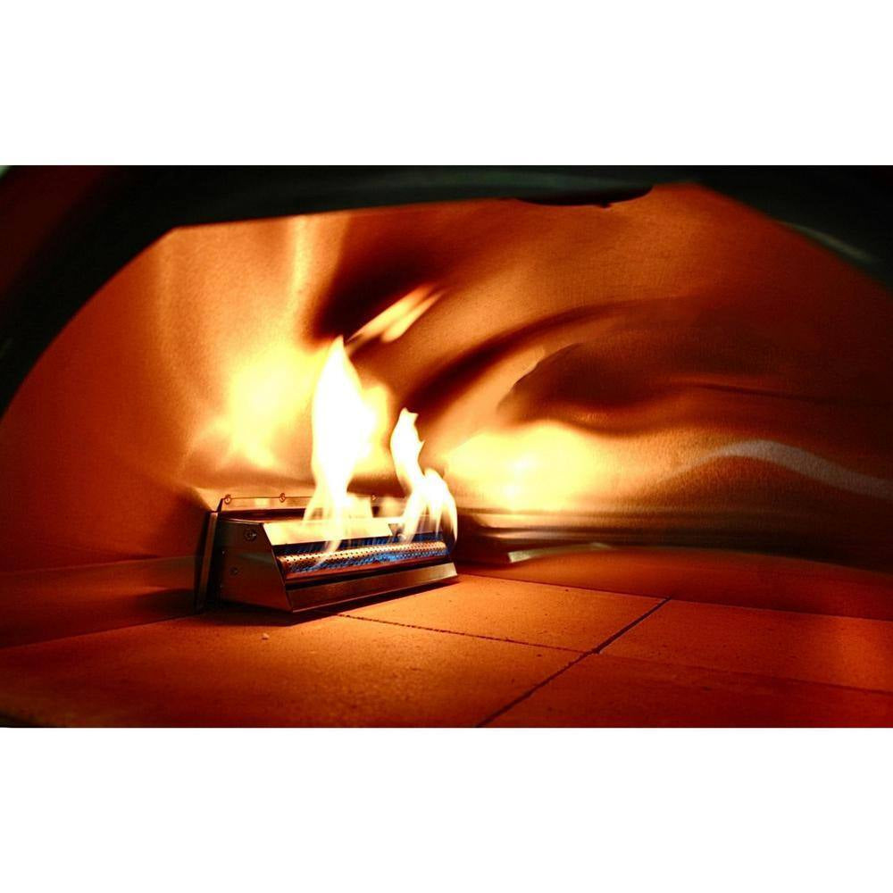 25-Inch Multi-Fuel Outdoor Pizza Oven with Propane Burner and Storage Rack