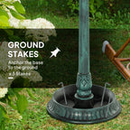3-in-1 Garden Bird Bath Pedestal, Large Water Basin, Underneath Flower Planter, Green