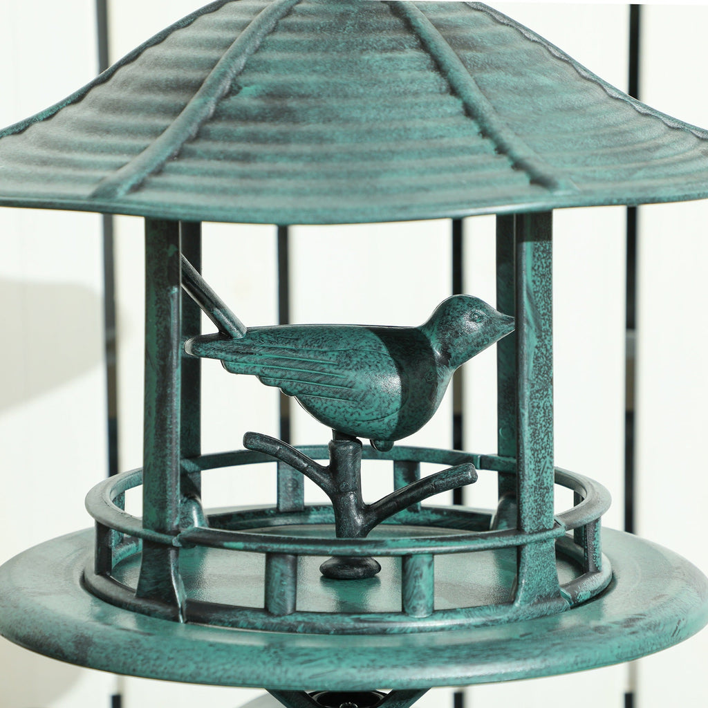 3-in-1 Garden Bird Bath Pedestal, Large Water Basin, Underneath Flower Planter, Green
