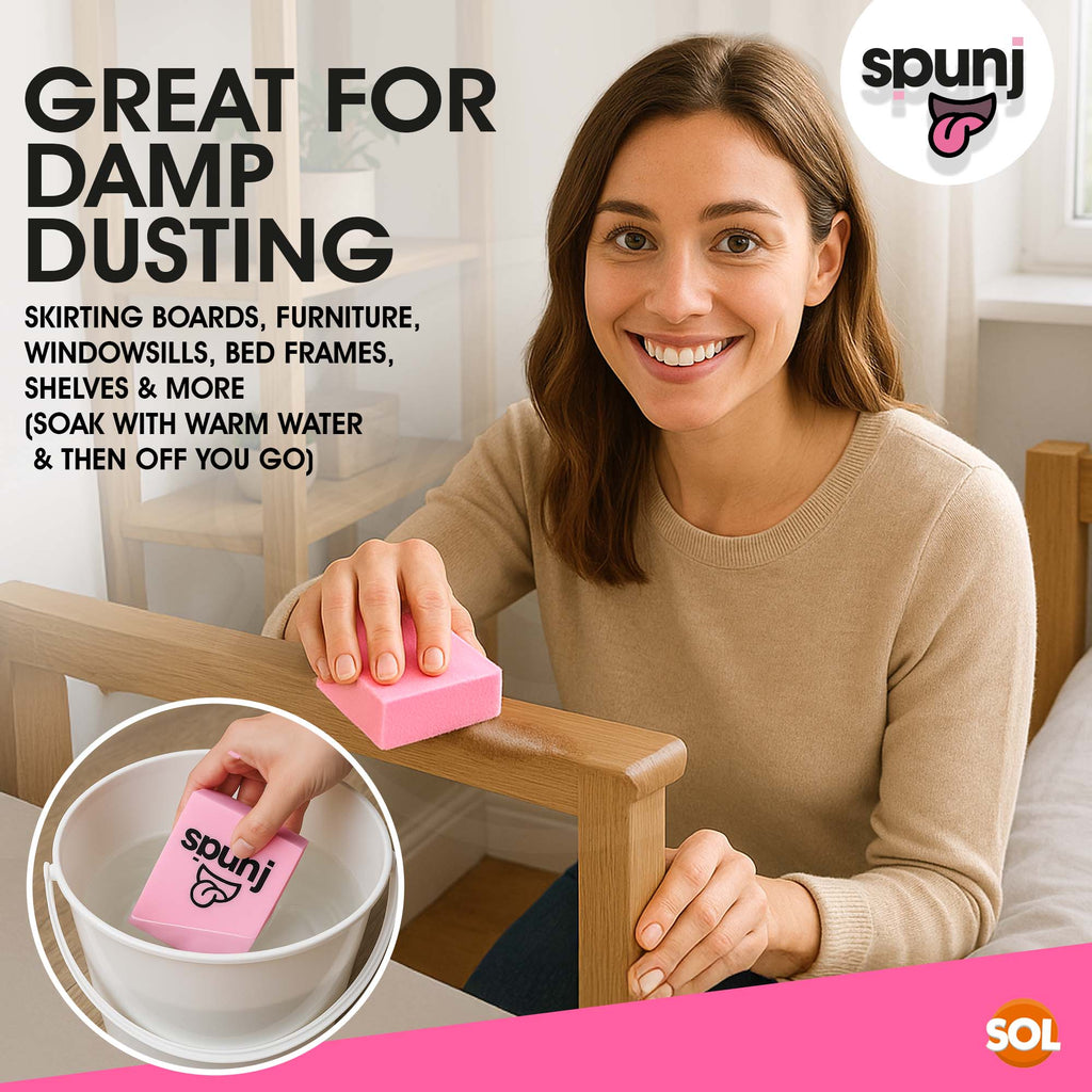Spunj Cleaning Bundle | Pink Sponge and Cloth | Super Absorbent