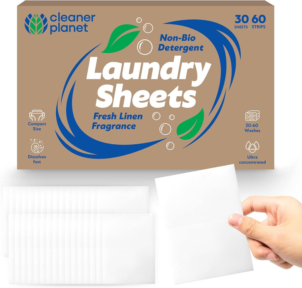 Unscented Laundry Detergent Sheets | Non Bio Unfragranced | 30 Pack