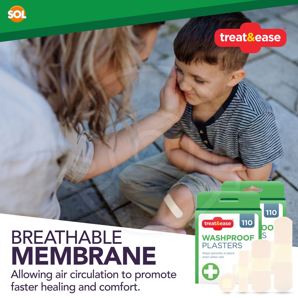 Waterproof Washproof Plasters | Assorted First Aid Strips for Kids & Adults | 110 Pack