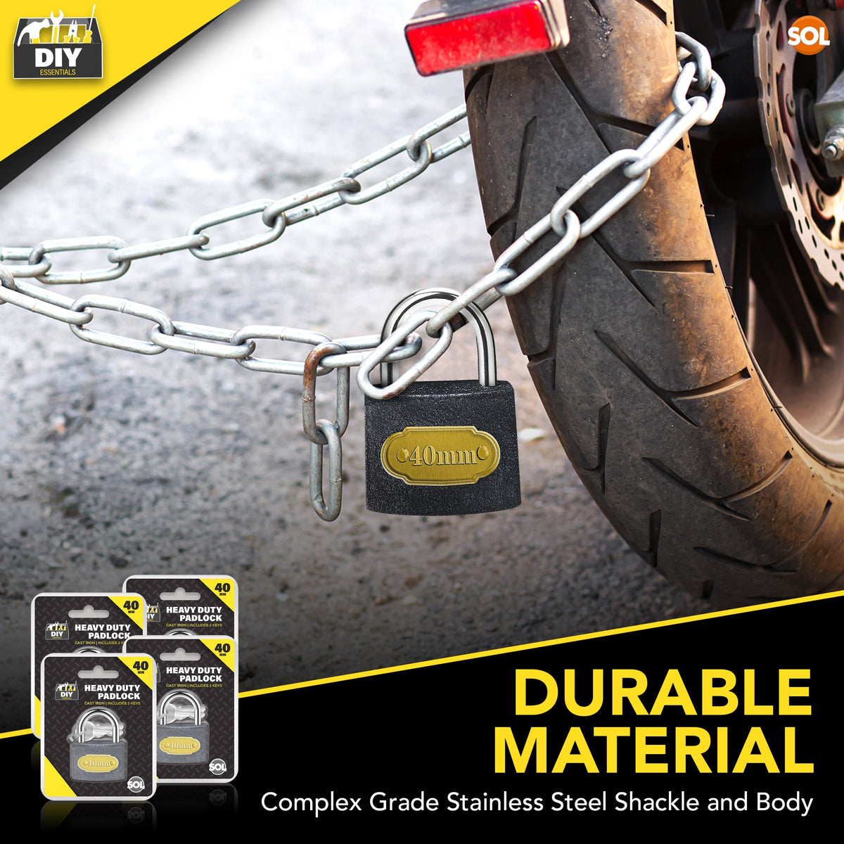 Padlock 40mm with 2 Keys | Heavy Duty Outdoor Security Lock | 4 Pack