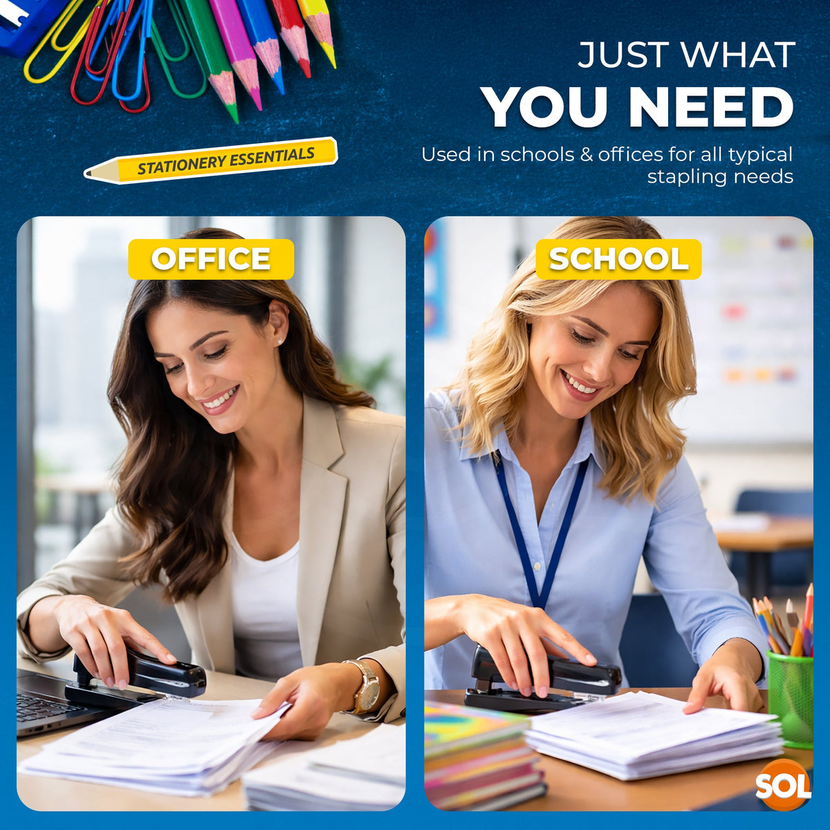 SOL 5000 Bulk Supply 26/6 Staples – Durable Steel Anti-Jam and Multipurpose Design, Compatible with Standard Staplers, Use for Office, Home and School Paper Binding