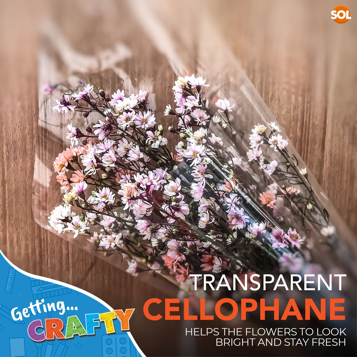 Clear Cellophane Wrap 50x70cm | Hampers Flower Gift Plastic | 300 Pack