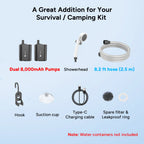Dr.Prepare 2×8,000mAh Portable Shower Pump