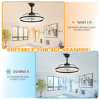 24 Inch Black/Gold/White/Coffee Modern Smart LED Ceiling Fan with Light and Remote, 6 Speeds DC Motor Fandelier Ceiling Fan