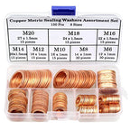 DYWISHKEY 150Pcs 8 Sizes Copper Metric Sealing Washers Assortment Set