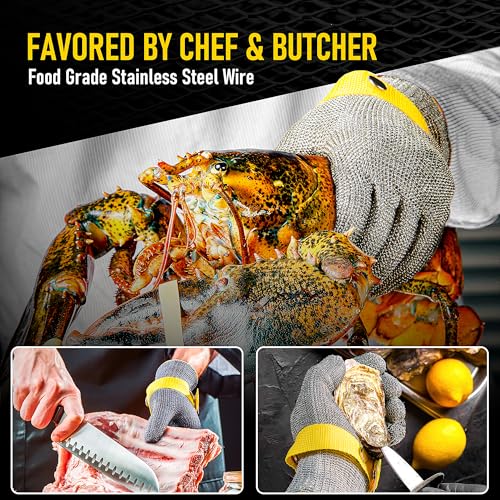 COOLJOB A9 Food Grade Cut Resistant Gloves for Kitchen Chef Butcher, S-XL - size: Small