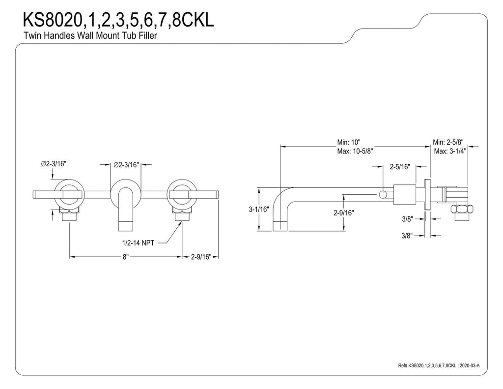 Open Box - Kingston Brass KS8025CKL - Tub Filler Faucet