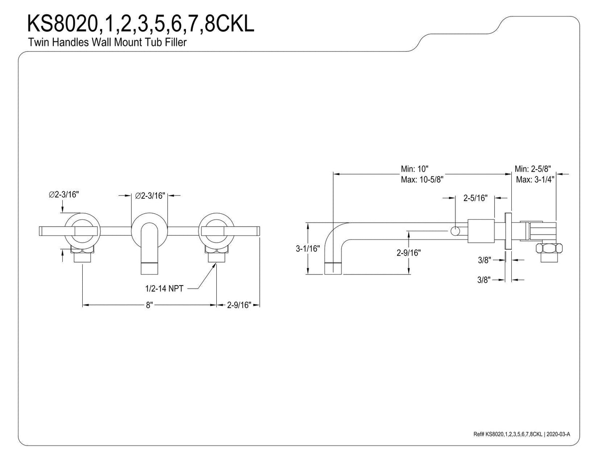 Open Box - Kingston Brass KS8025CKL - Tub Filler Faucet
