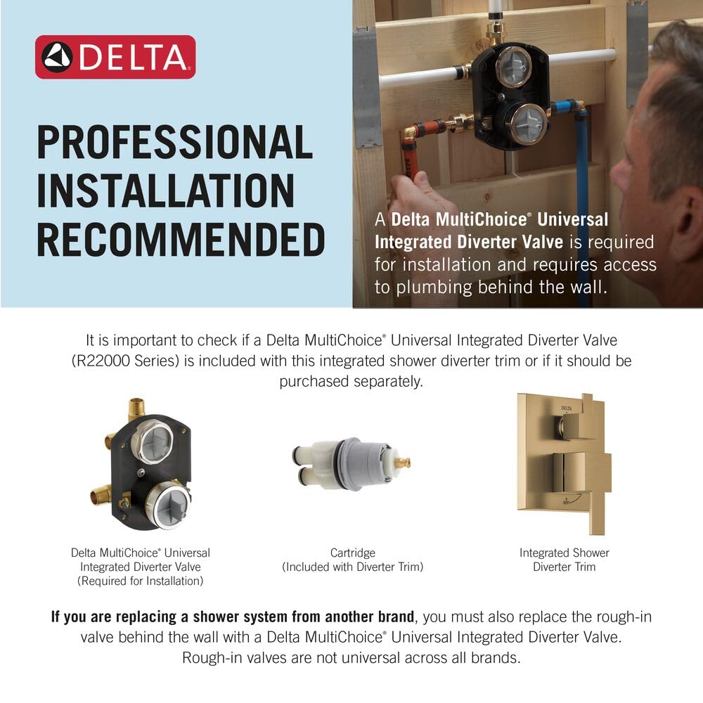 Open Box - Delta T24876-CZ-PR-LHP - Valve Trim Only Showers