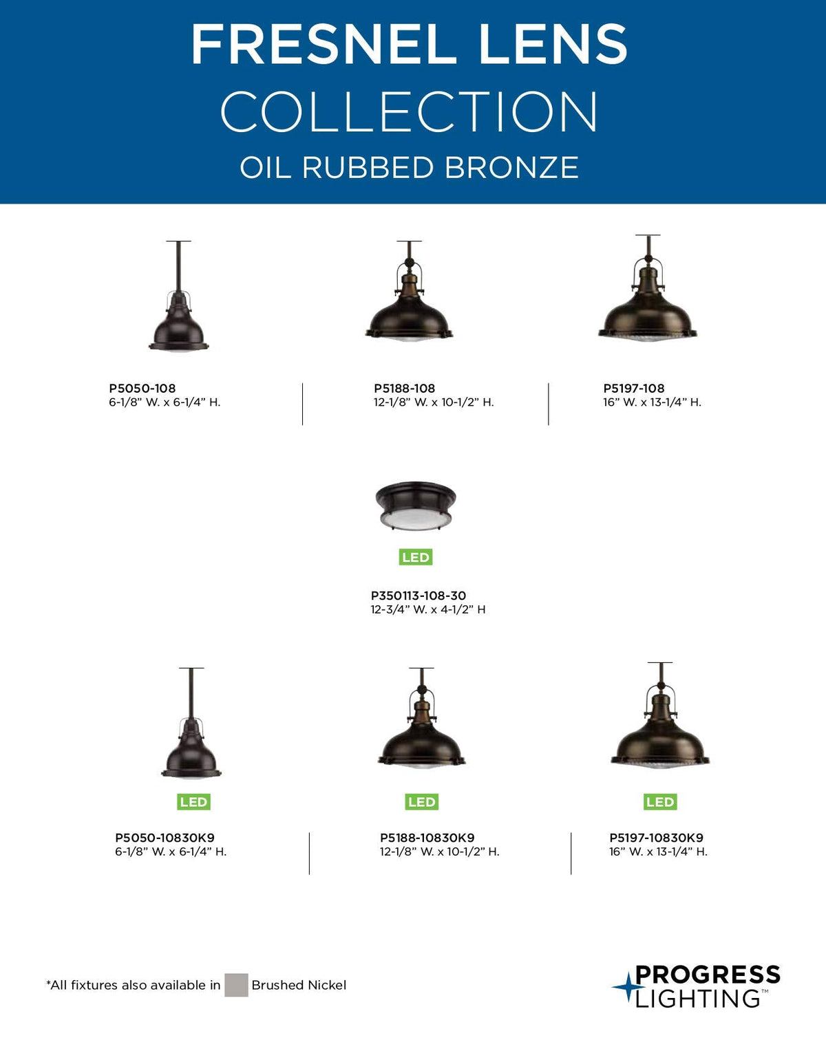 Open Box - Progress Lighting P5050-108 Single Light 6" Wide Pendant with Fresnel Glass Lens