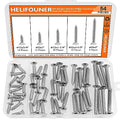 #12 x 3/4" 1" 1-1/4" 1-1/2" 2" Wood Screws Set, HELIFOUNER 54 Pieces Phillips Countersunk Head Self-Tapping Screws Assortment Kit, Phillips Flat Head Wood Screws, 304 Stainless Steel - size: #12
