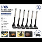 6PK Non Stick Slotted Spatula Masher 90 Degree Nylon Turner Kitchen Utensil