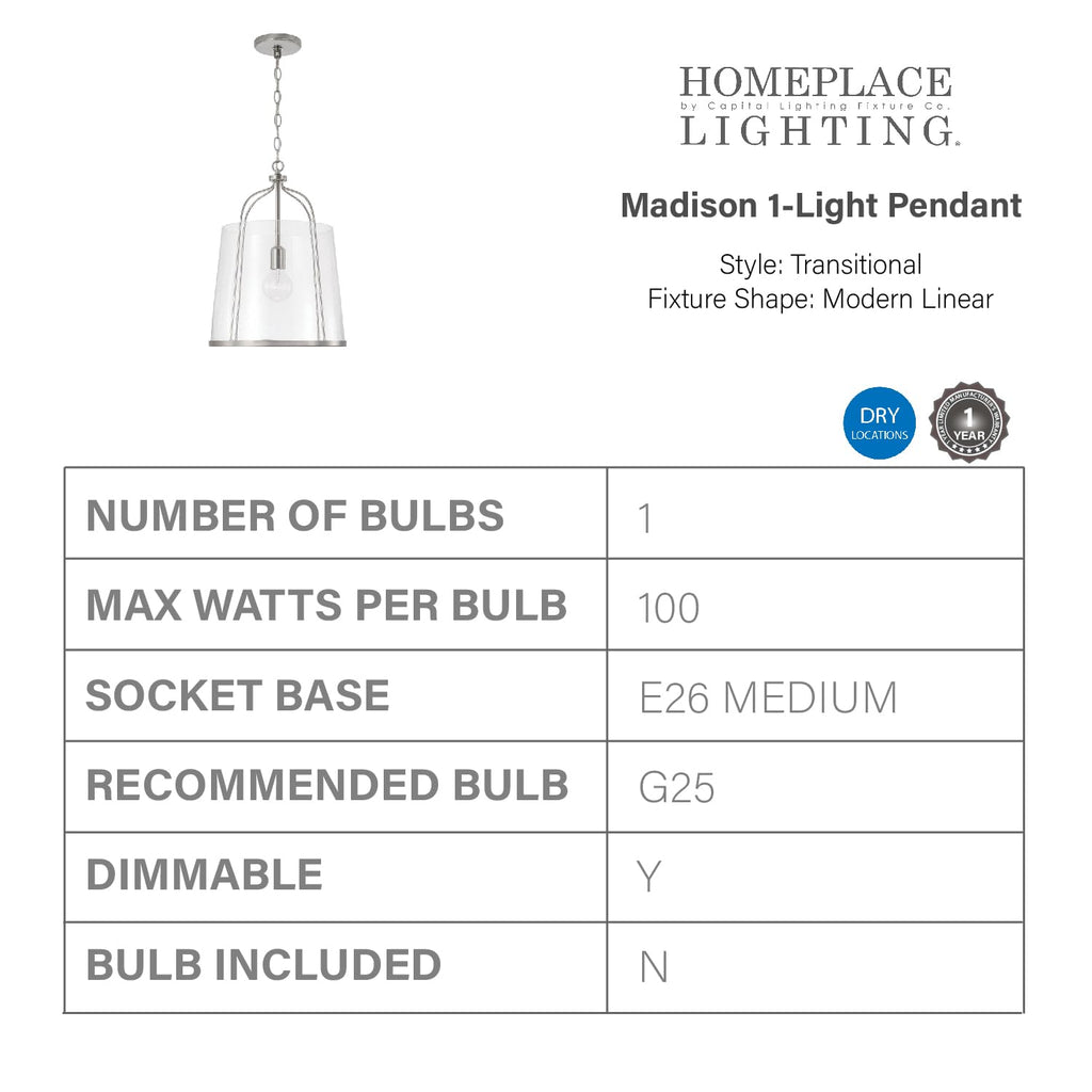 Open Box - Capital Lighting 347011BN - Pendants Indoor Lighting