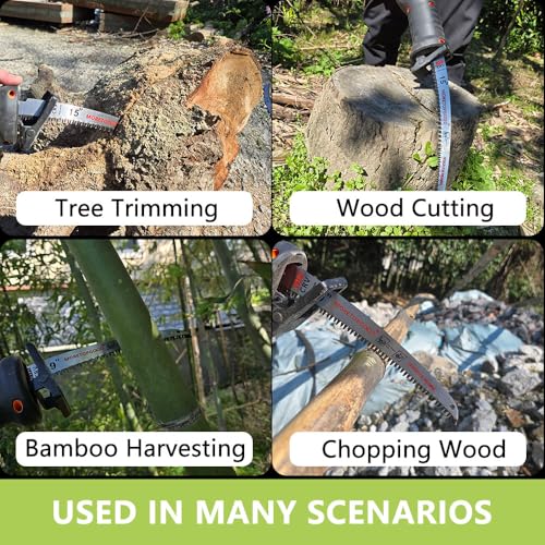 9"/12"/15" Arc Edge Reciprocating Saw Blade, 7TPI Japanese Teeth with Curved Edge Wood Pruning Saw Blades for Tree Trimming, Wood Cutting (5 Pack) - size: 9+12+15 Inch
