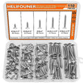 #10 x 1/2" 3/4" 1" 1-1/4" 1-1/2" Wood Screws Set, HELIFOUNER 110 Pieces Phillips Countersunk Head Self-Tapping Screws Assortment Kit, Phillips Flat Head Wood Screws, 304 Stainless Steel - size: #10