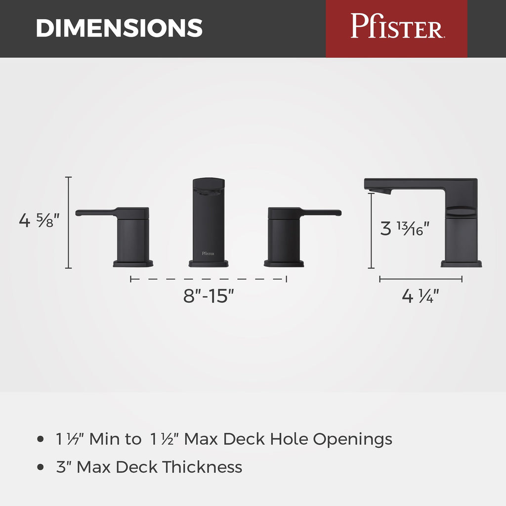 Open Box - Pfister Deckard 2-Handle 8-in Widespread Bathroom Faucet - Matte Black