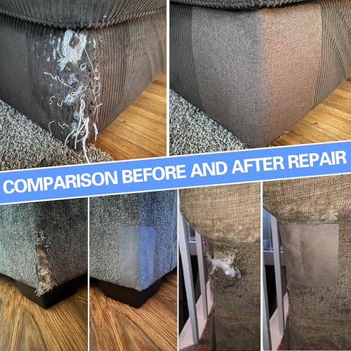 Azobur Sofa Repair Patch, 6 Piece Microfiber Patches, Self Adhesive Fabric Patch, Luxurious Look, Quick Fix Sofa (Light Grey) - color: Light Grey