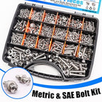 1287Pcs Nuts and Bolts Assortment Kit, 304 Stainless Steel Bolts Machine Screws Hardware Assortment Kit, Metric & SAE Phillips Pan Head Screws, Assorted Bolts, Nuts and Washers Kit - size: 1287PCS