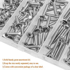 #10 x 1/2" 3/4" 1" 1-1/4" 1-1/2" Wood Screws Set, HELIFOUNER 110 Pieces Phillips Countersunk Head Self-Tapping Screws Assortment Kit, Phillips Flat Head Wood Screws, 304 Stainless Steel - size: #10