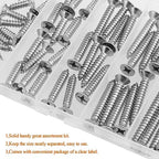 #12 x 3/4" 1" 1-1/4" 1-1/2" 2" Wood Screws Set, HELIFOUNER 54 Pieces Phillips Countersunk Head Self-Tapping Screws Assortment Kit, Phillips Flat Head Wood Screws, 304 Stainless Steel - size: #12