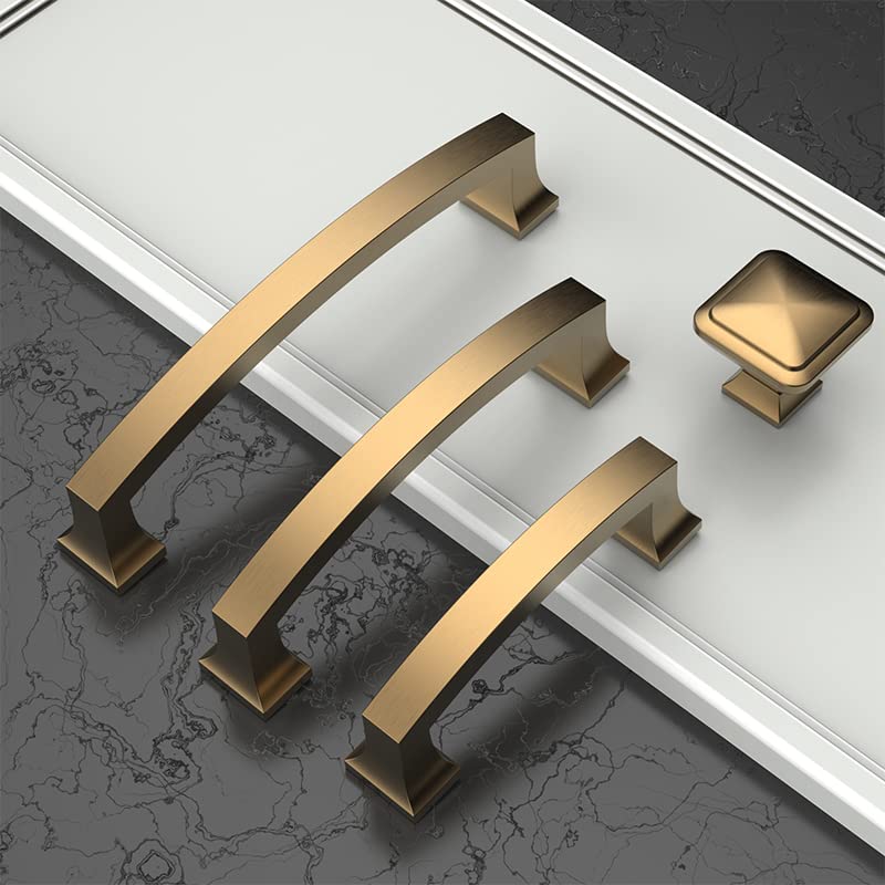 Asidrama 10 Pack 4 Inch(102mm) Hole Centers Champagne Bronze Kitchen Cabinet Handles, Gold Cabinet Pulls Kitchen Cabinet Hardware for Cupboard Drawer Pulls - color: Champagne Bronze, size: 4" Hole Center, style: 10 Pack