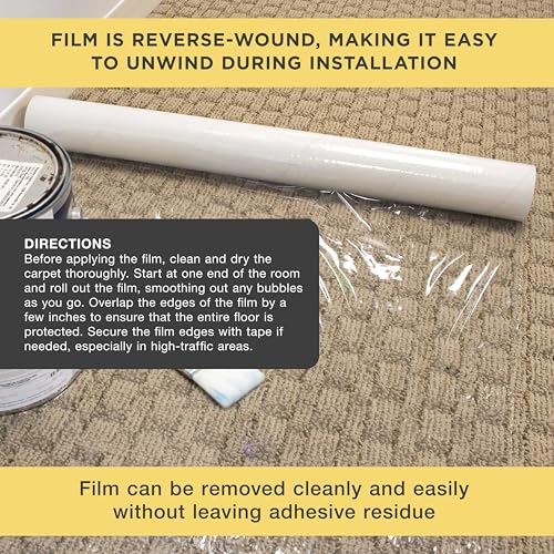 Dura-Gold Carpet Protection Film, 24-inch x 200-foot Roll, Clear Plastic - size: 24-inch-x-200-feet
