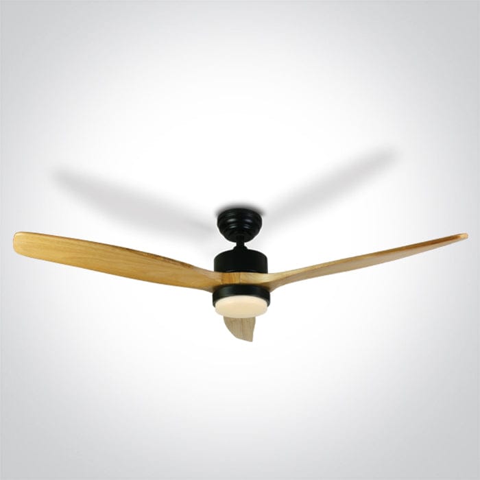 Black Body Ceiling Fans Light Wood Blades - 6308L - One Light shop FANS