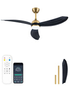 52 Inch Modern Smart Propeller Ceiling Fan with Dimmable LED Light and Remote & APP Control, 6-Speed Reversible Ceiling Fan