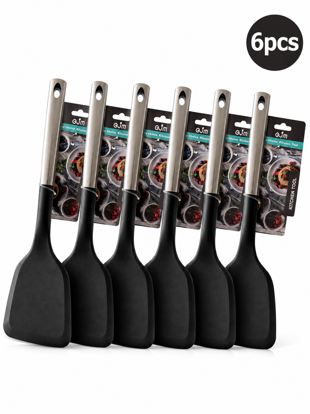 6PCS Kitchen Turner Spatula Set Non Stick Nylon Head Cooking Utensils