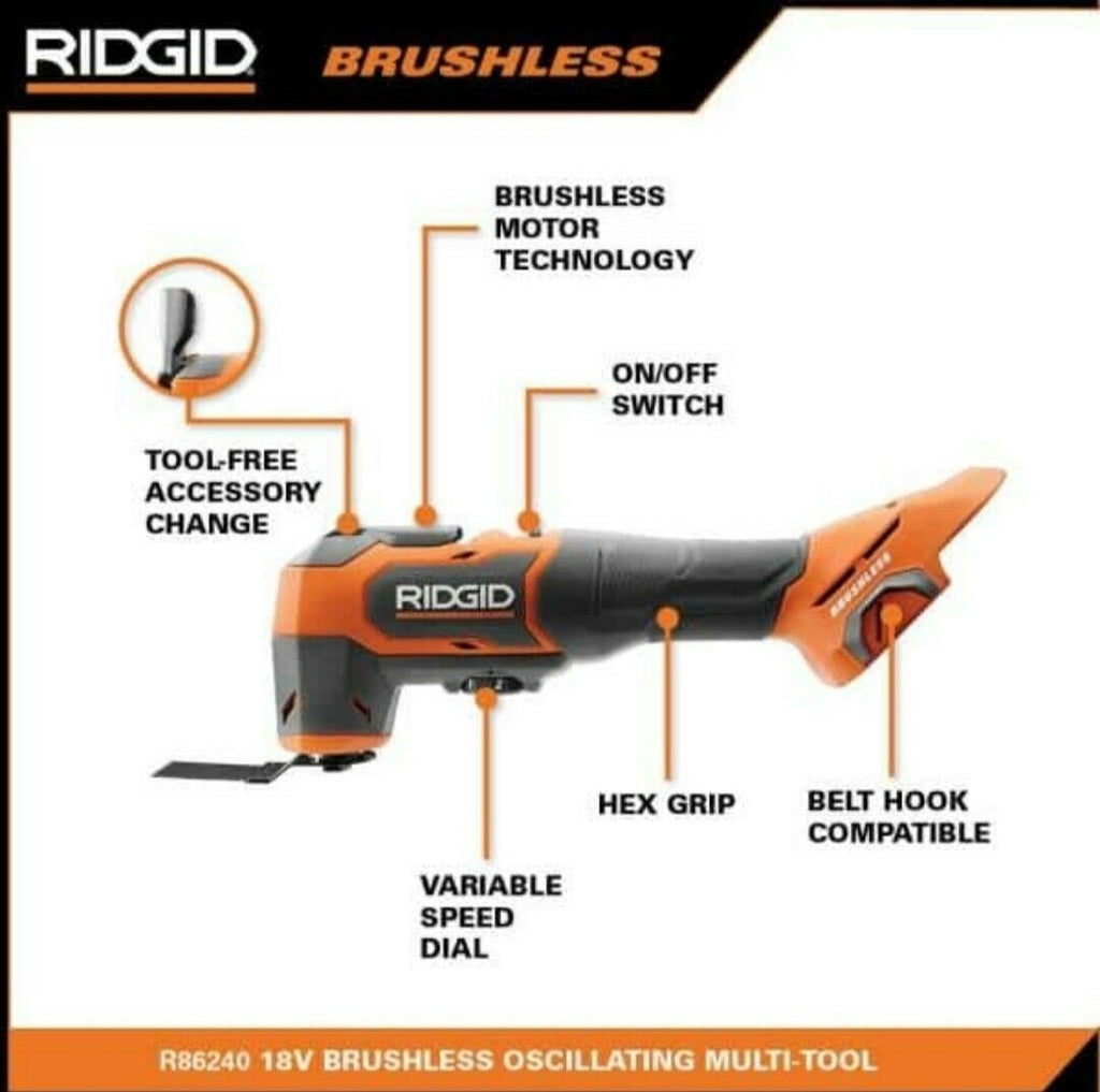 Open Box -  RIDGID 18V Brushless Cordless Oscillating Multi-Tool (Tool Only)