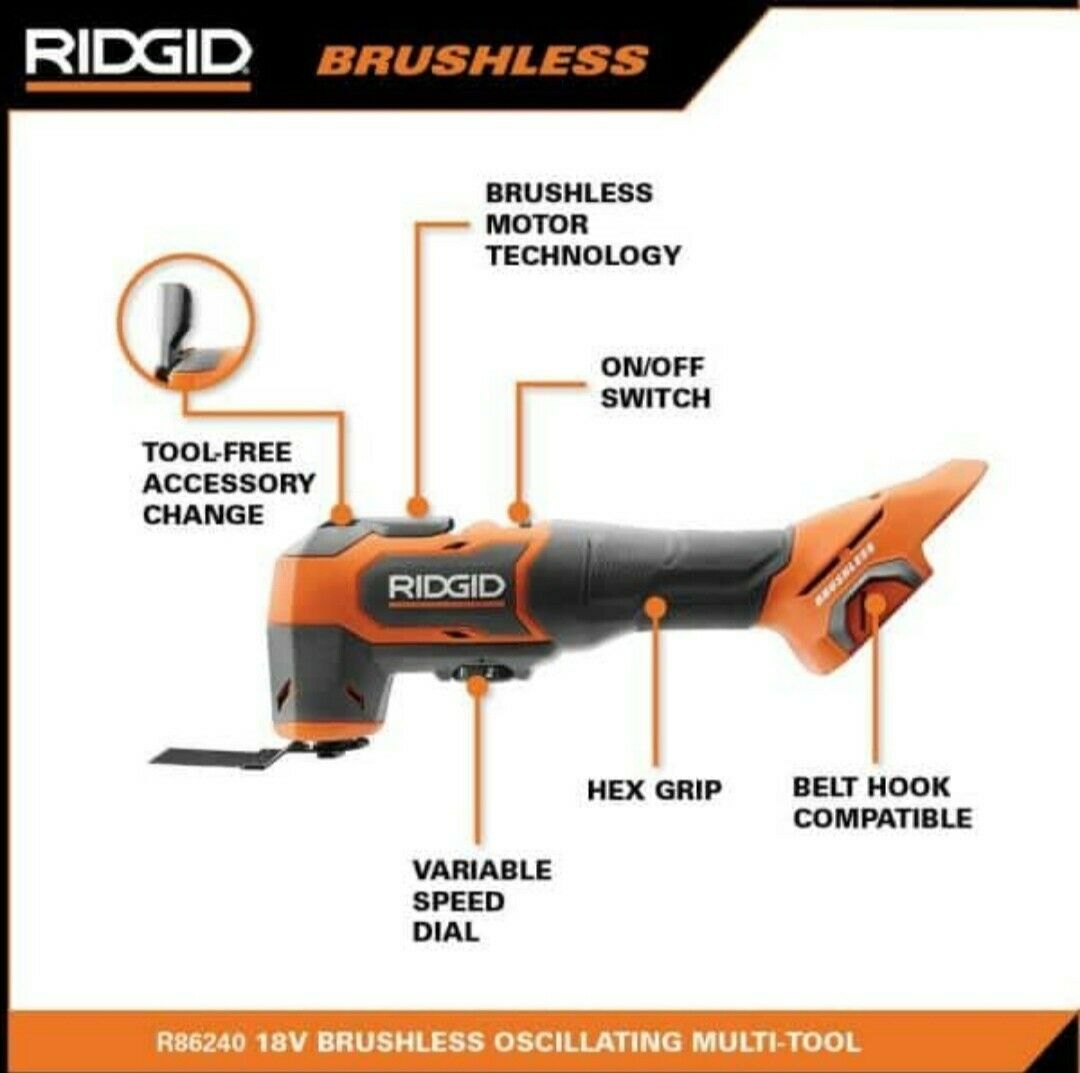 Open Box -  RIDGID 18V Brushless Cordless Oscillating Multi-Tool (Tool Only)