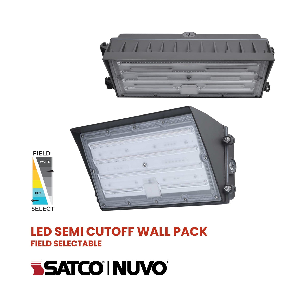 Satco|Nuvo 65-942 Selectable Semi Cutoff LED Wall Pack, 80W/60W/45W, 3K/4K/5K, 120-277V, Photocell, Bronze