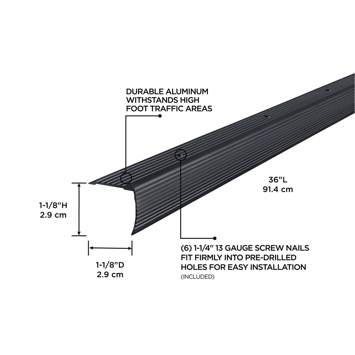 1-1/8 In. X 1-1/8 In. Aluminum Stair Edging