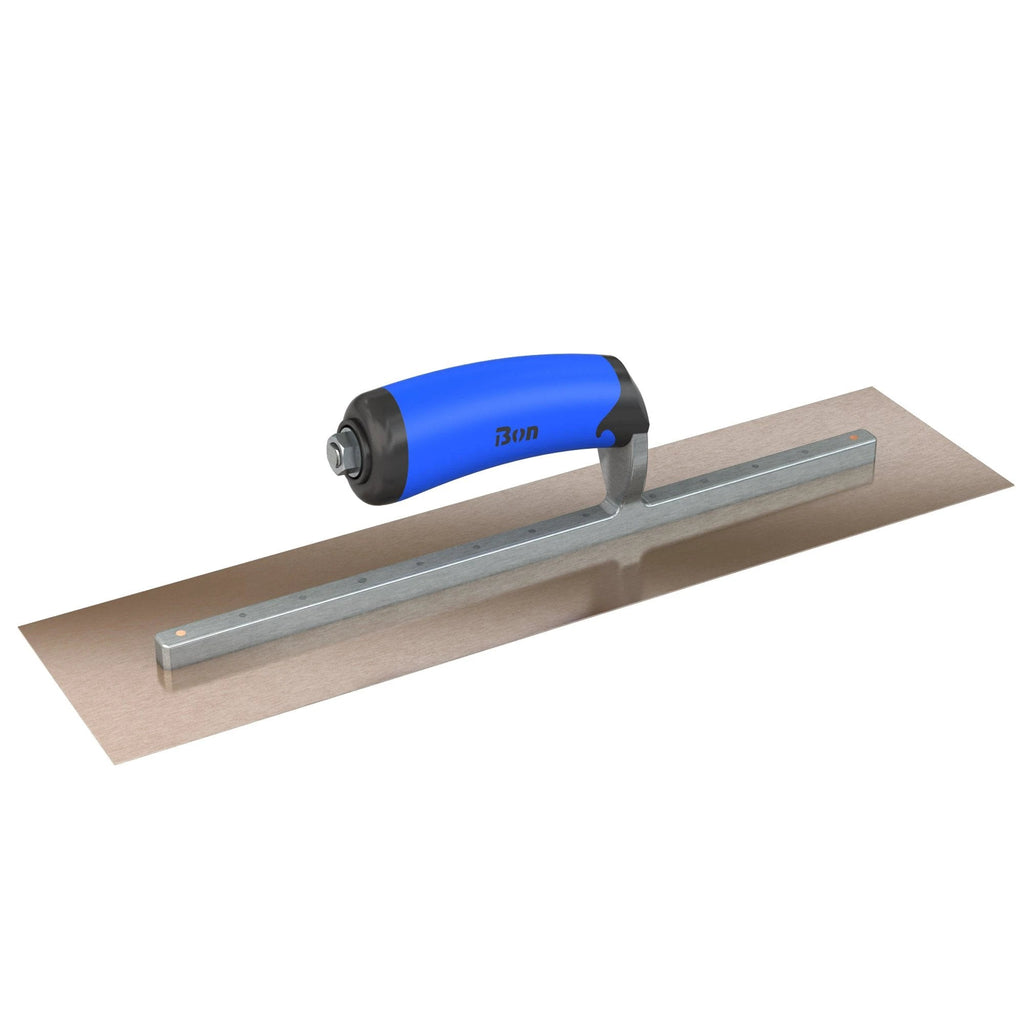 Bon Tool Golden Stainless Steel Square End Finish Trowel - Long Shank - Comfort Wave Handle