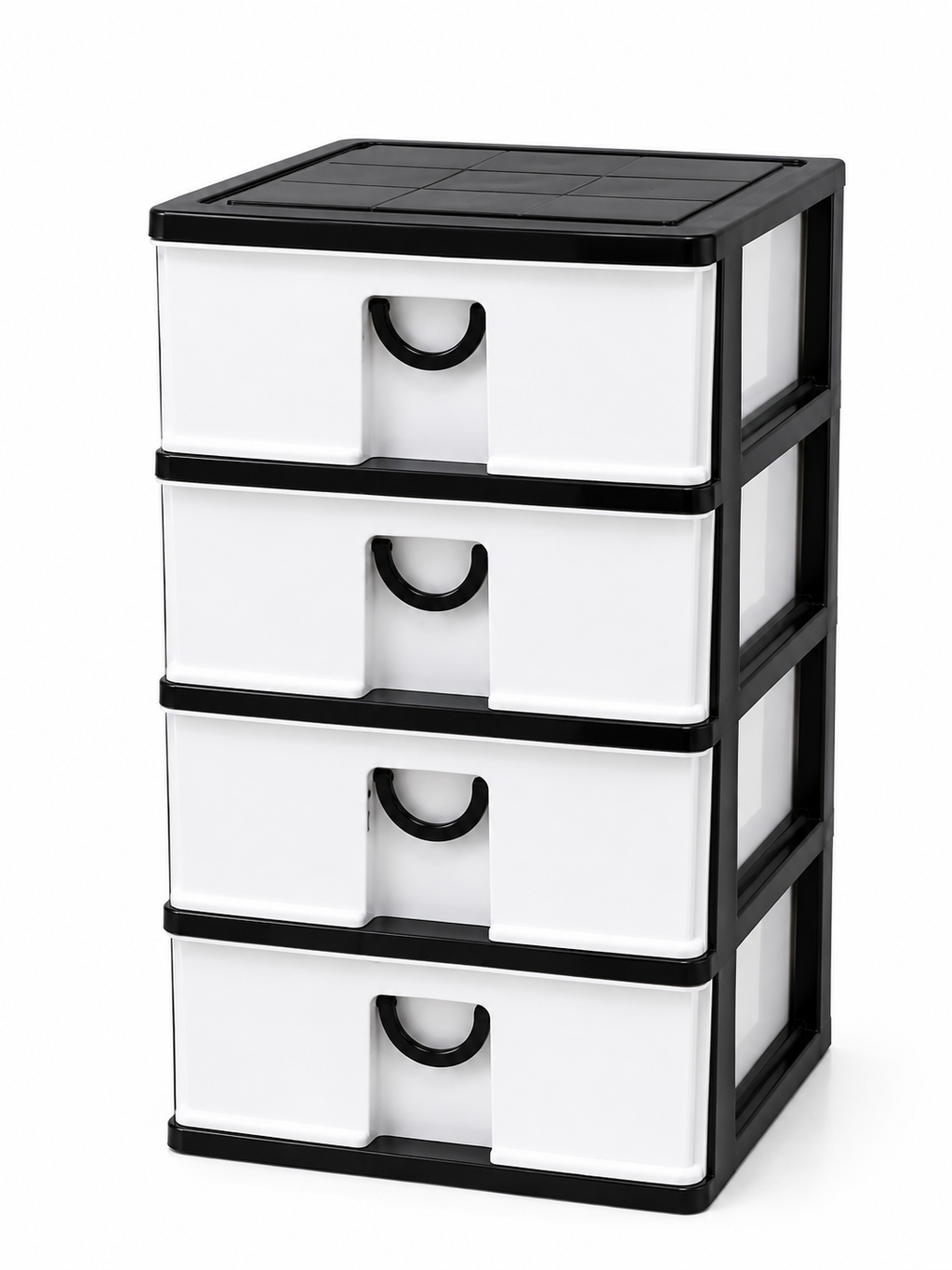 4 Tier Desktop Drawer Organizer A4 Plastic Storage Cabinet Office Home Black Grey