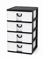 4 Tier Desktop Drawer Organizer A4 Plastic Storage Cabinet Office Home Black Grey