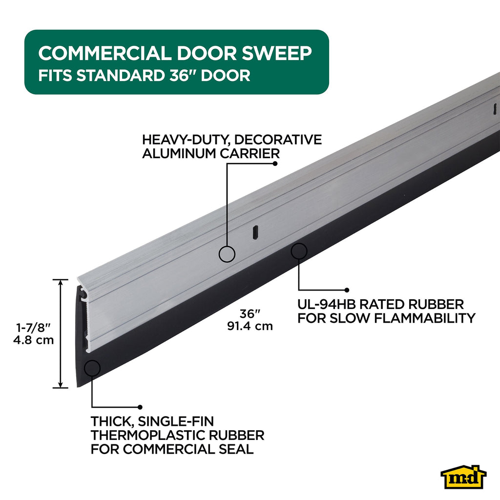 Aluminum and Thermoplastic Rubber Commercial Screw-on Door Sweep