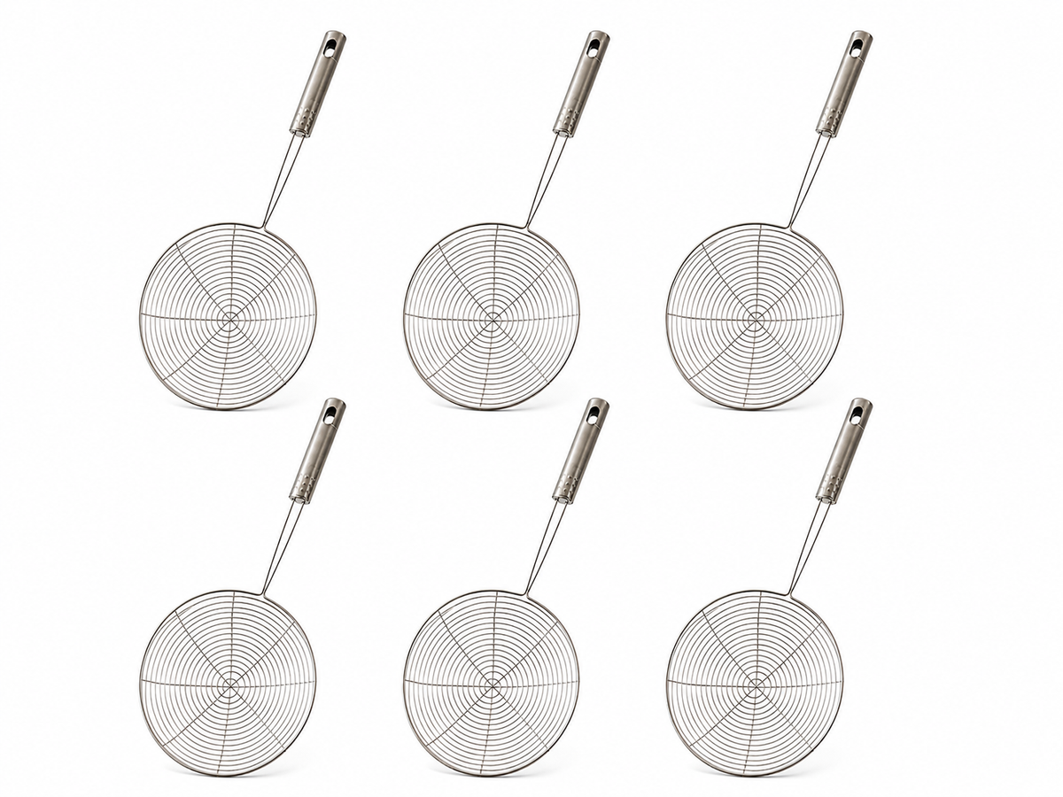 6PCS Stainless Steel Spider Skimmer Strainer Wire Mesh Scoop Frying Ladle Kitchen Tool