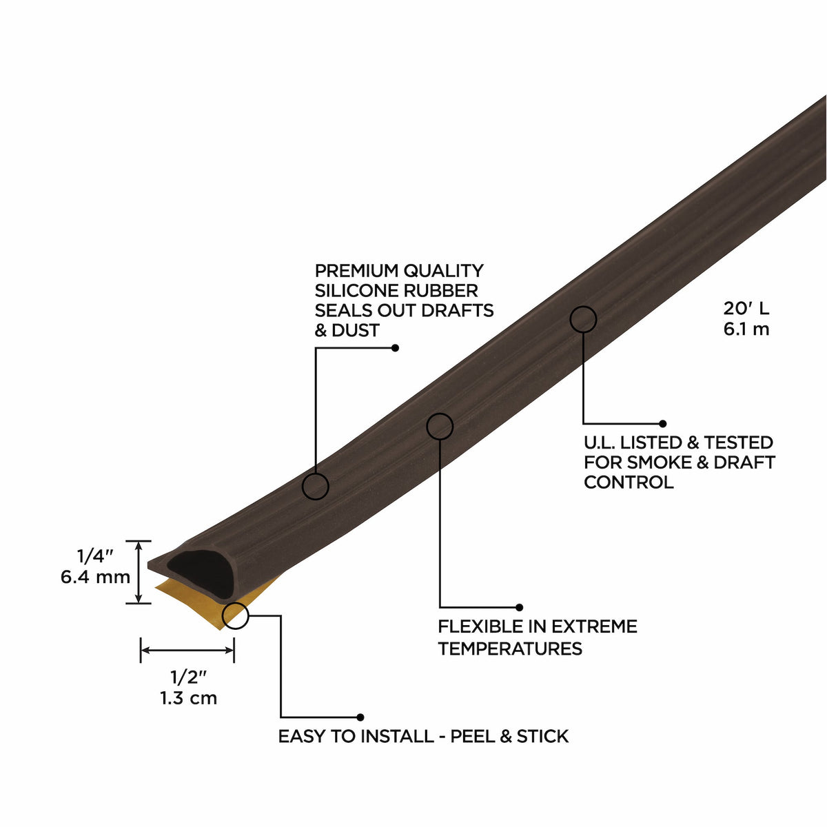 20 ft. Silicone Gasket Seal for Doors and Windows