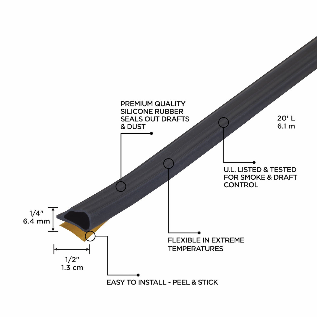 20 ft. Silicone Gasket Seal for Doors and Windows