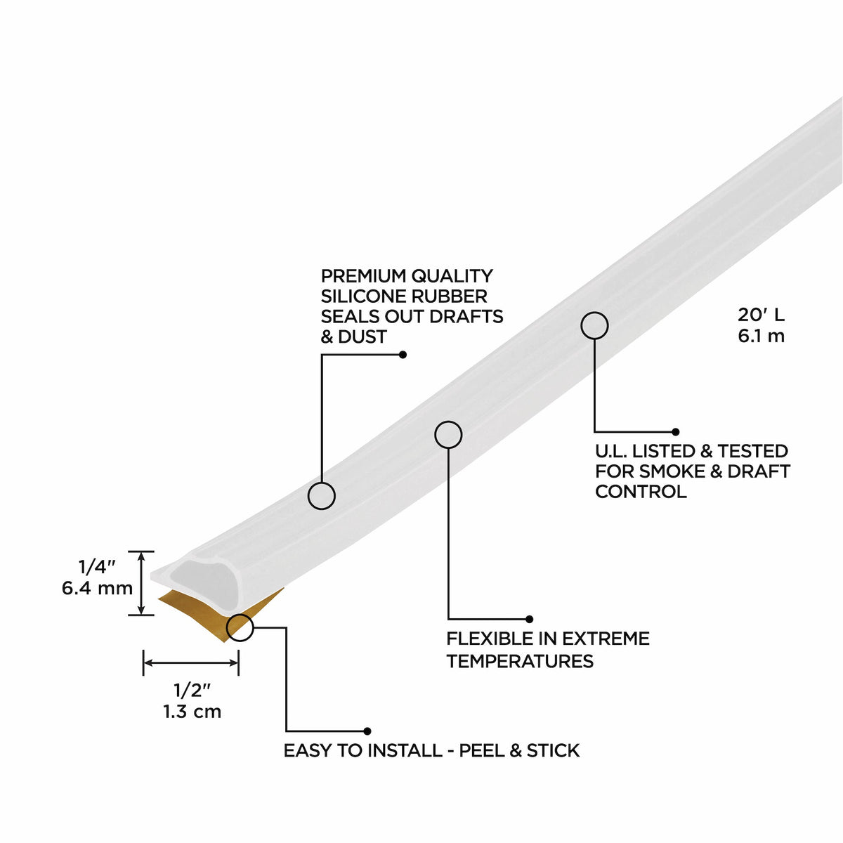 20 ft. Silicone Gasket Seal for Doors and Windows