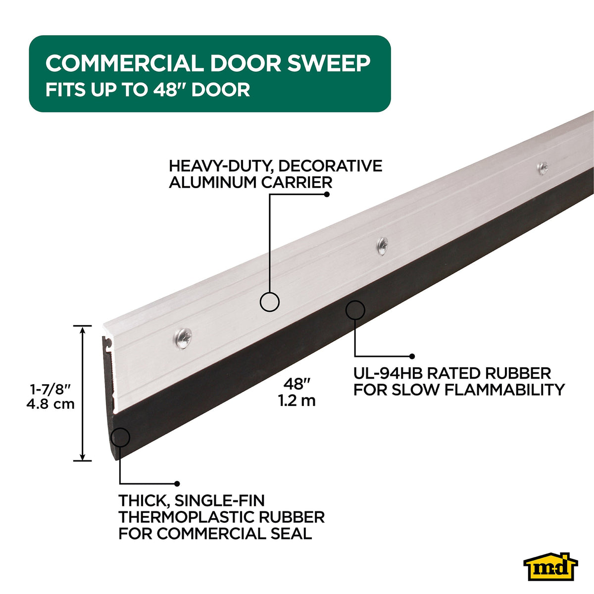 Aluminum and Thermoplastic Rubber Commercial Screw-on Door Sweep