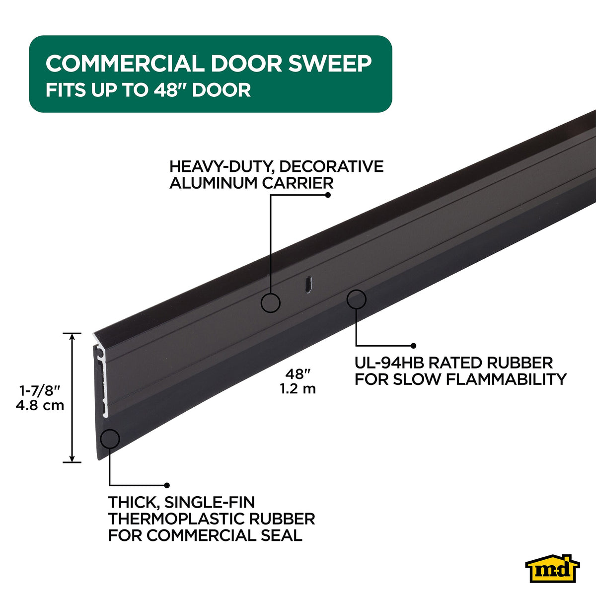 Aluminum and Thermoplastic Rubber Commercial Screw-on Door Sweep