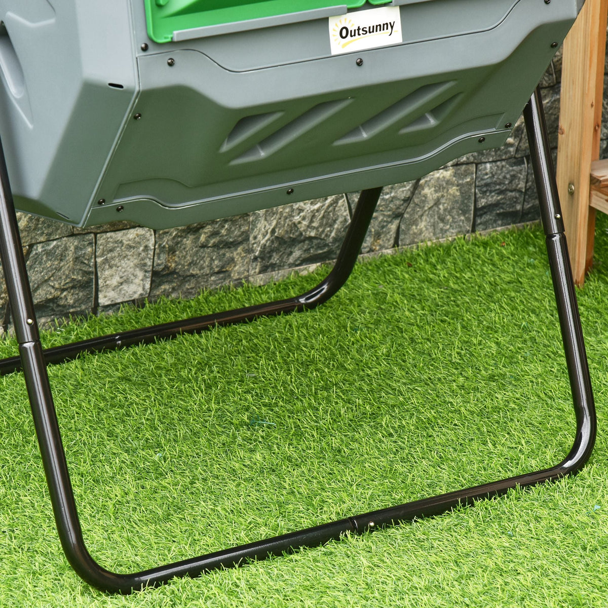 Tumbling Compost Bin Outdoor 360 Degrees Dual Chamber Rotating Composter 43 Gallon, Light Gray