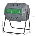 Tumbling Compost Bin Outdoor 360 Degrees Dual Chamber Rotating Composter 43 Gallon, Light Gray