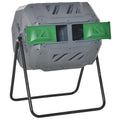 Tumbling Compost Bin Outdoor 360 Degrees Dual Chamber Rotating Composter 43 Gallon, Light Gray